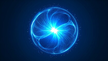 Obraz premium Glowing Energy Orb on a Dark Blue Background.