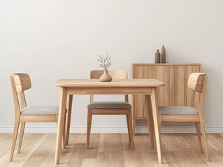 Minimalist Light Wooden Dining Set Modern Apartment Interior Design Home Decor