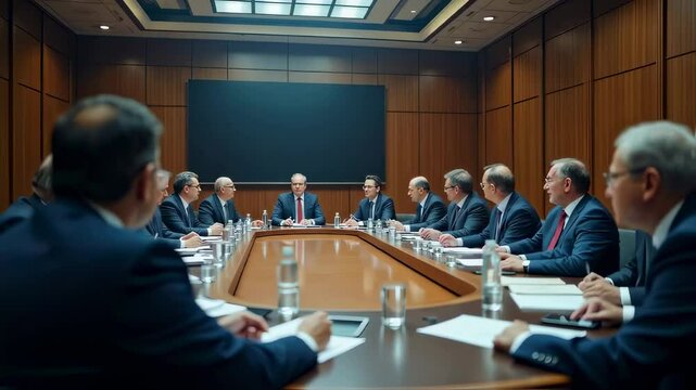 World Leaders Meeting Around Round Table for Global Summit

