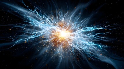 Explosive blue and yellow fireball representing the limitless power of cosmic energy