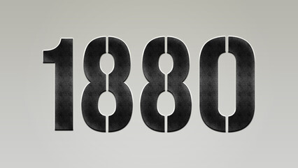 3D Bold metal number 1880 on silver background.