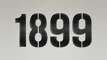 3D Bold metal number 1899 on silver background.