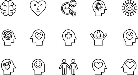 Fototapeta premium psychology and mental icons set containing depres (1).eps