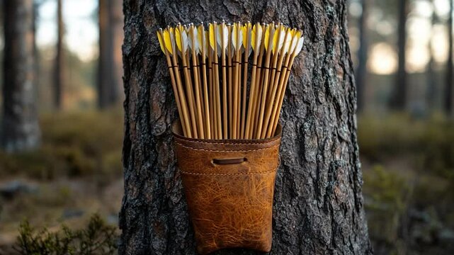 Arrows in quiver on tree trunk