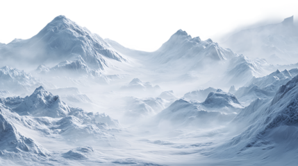Misty Snow Covered Mountain Range Landscape, PNG
