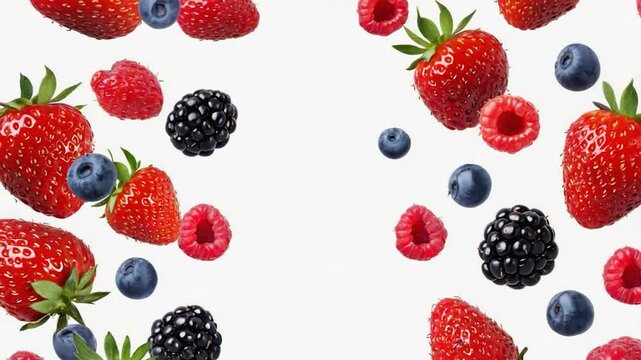 Assorted berries falling