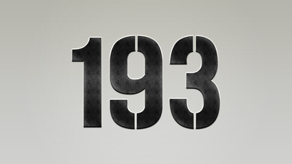 3D Bold metal number 193 on silver background.