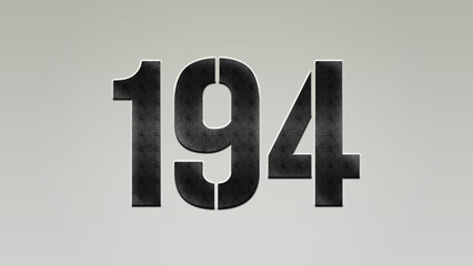 3D Bold metal number 194 on silver background.