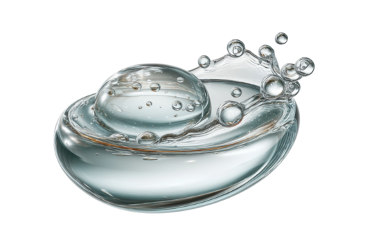 PNG Floating transparent water sphere with bubbles in motion