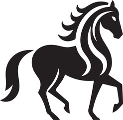 Black and White Berber Horse Vector Illustration – High-Quality Line Art Design
