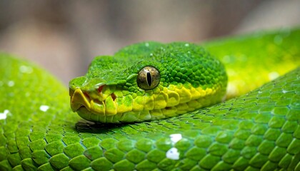 Fototapeta premium Green Tree Python Closeup Portrait.