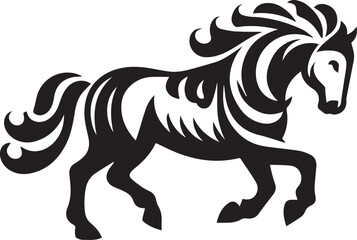 Black and White Berber Horse Vector Illustration – High-Quality Line Art Design