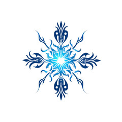 Abstract Blue Mandala Design on Black Background