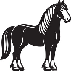 Black and White Berber Horse Vector Illustration – High-Quality Line Art Design