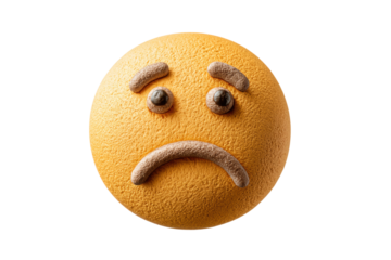 PNG Sad orange emoji with textured skin and frown