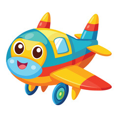 Cute Cartoon Airplane Vector Illustration — Colorful Jet Aircraft Clipart in Flat Style for Kids and Educational Designs