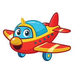 Cute Cartoon Airplane Vector Illustration — Colorful Jet Aircraft Clipart in Flat Style for Kids and Educational Designs