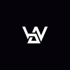 Initial BW WB Letter Logo Design with Modern Minimal Style.