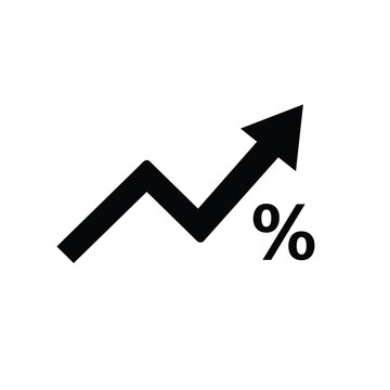 Percent arrow icon. Growth, increase, decrease arrow filled icons