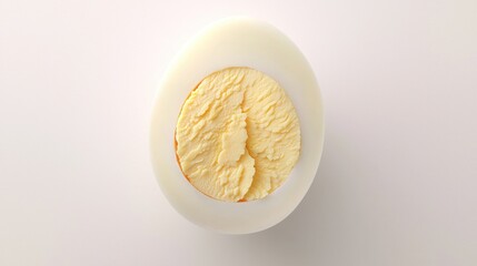 Boiled egg halved; yolk, white texture details, simple