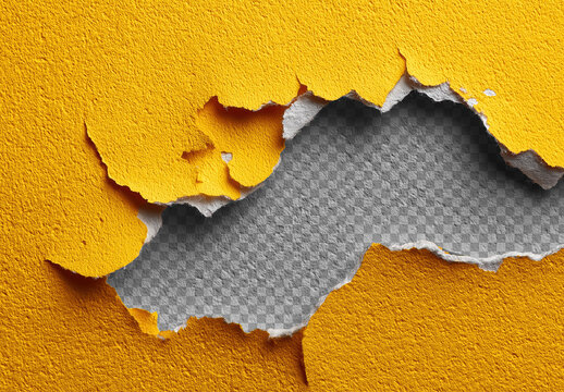 Cracked Yellow Wall Mockup
