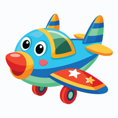 Cute Cartoon Airplane Vector Illustration — Colorful Jet Aircraft Clipart in Flat Style for Kids and Educational Designs