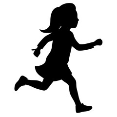 Running Girl Silhouette Isolated on Transparent Background

