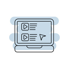 Video Tutorial line icon with white background vector stock illustration