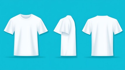 White Tshirt Mockup with Front, Side, and Back.