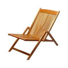 Contemporary Foldable Wooden Beach Chair with a Cle Isolated on Transparent Background