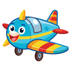 Cute Cartoon Airplane Vector Illustration — Colorful Jet Aircraft Clipart in Flat Style for Kids and Educational Designs
