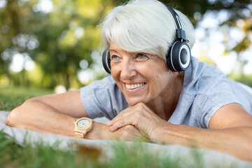 senior woman listening to some music