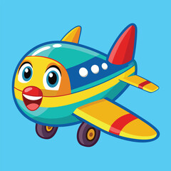 Cute Cartoon Airplane Vector Illustration — Colorful Jet Aircraft Clipart in Flat Style for Kids and Educational Designs