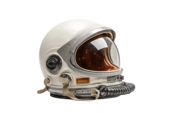 PNG Vintage astronaut helmet with reflection of starry space