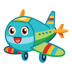 Cute Cartoon Airplane Vector Illustration — Colorful Jet Aircraft Clipart in Flat Style for Kids and Educational Designs