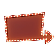 3d render Retro light box billboard template, promotional arrow banner ads and Cinema light frame.