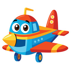 Cute Cartoon Airplane Vector Illustration — Colorful Jet Aircraft Clipart in Flat Style for Kids and Educational Designs