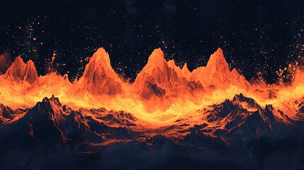 Fototapeta premium Burning mountains and stars
