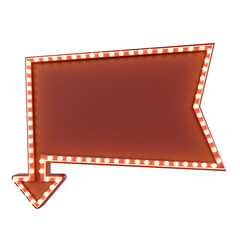 3d render Retro light box billboard template, promotional arrow banner ads and Cinema light frame.