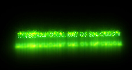 International Day of Education text animation. Education text background. Neon-colored Education text for banner, social media, and Teachers.Technology video material animation.
