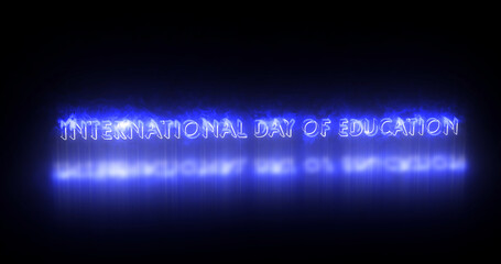 International Day of Education text animation. Education text background. Neon-colored Education text for banner, social media, and Teachers.Technology video material animation.