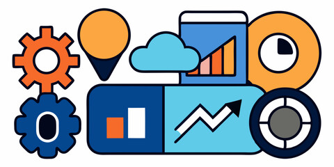 Vector illustration of a set of musical instruments and symbols for web design, featuring flat icons and communication technology