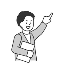 指を差して説明する男性のイラスト　ベクター
