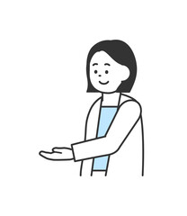 手を添えて説明する女性のイラスト　ベクター
