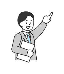 指を差して説明する男性のイラスト　ベクター
