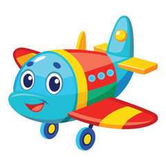 Cute Cartoon Airplane Vector Illustration — Colorful Jet Aircraft Clipart in Flat Style for Kids and Educational Designs