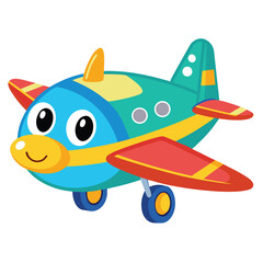 Cute Cartoon Airplane Vector Illustration — Colorful Jet Aircraft Clipart in Flat Style for Kids and Educational Designs