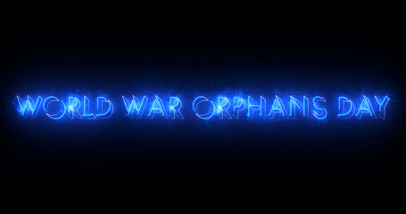 World War Orphans Day text animation.World War Orphans Day text background.Neon-colored Orphans Day text for banners, social media, Marketing, Sales, and Science.Easy to put into any video.