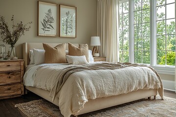 Natural textures and linen fabric bedding high resolution photo