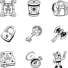 Pack of Doodle Style Adventure Icons 
